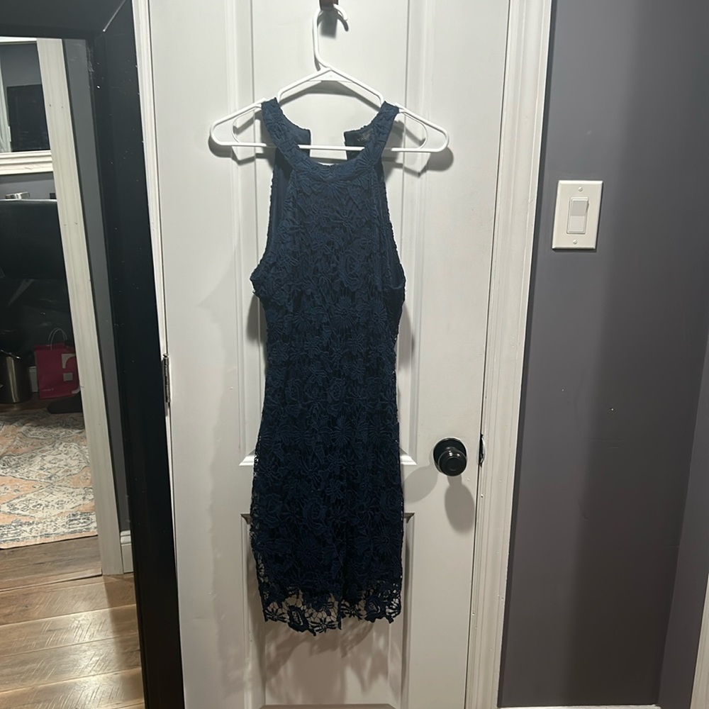 Yikomi Navy Blue Lace Dress